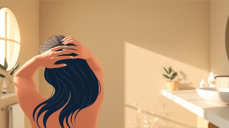 Una mujer masajea el cabello en calma