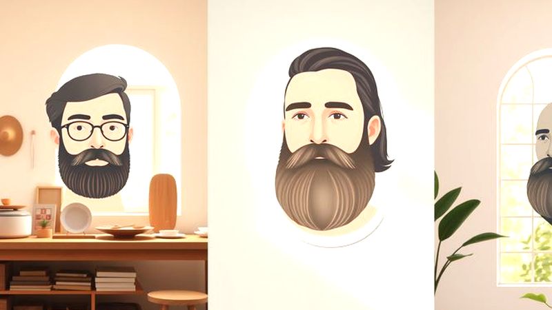 Caras suaves y beards en espacios serenos