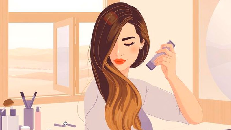 Mujer estilando cabello