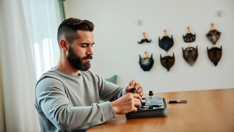 Un hombre tranquilo arma su kit de barbero