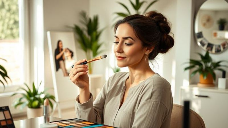 Una mujer aplica color suavemente