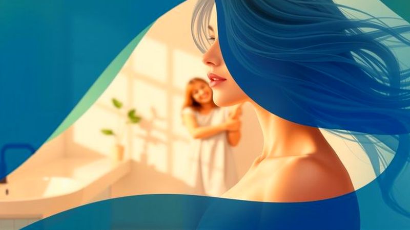 Una mujer feliz irradia calma en baño