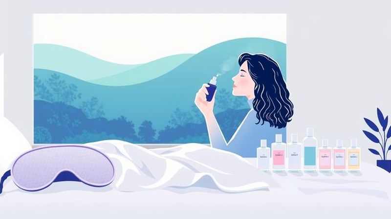 Mujer se aplica perfume en calma