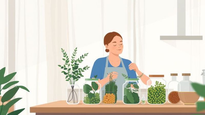 Una pareja examina ingredientes botánicos en calma