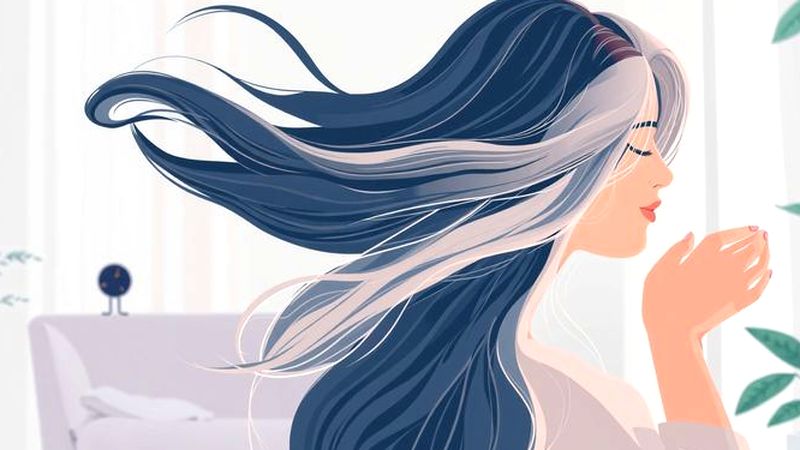 Belleza serena y cabello radiante en calma