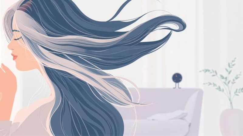 Belleza serena y cabello radiante en calma