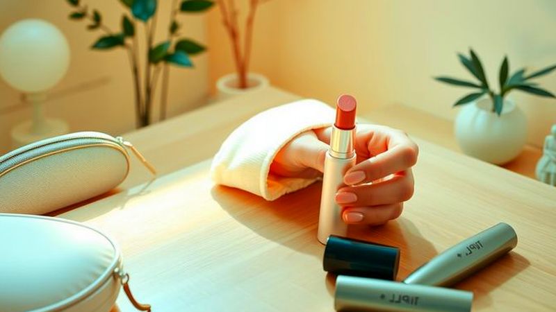 Mujer y cosméticos evocan calma serena
